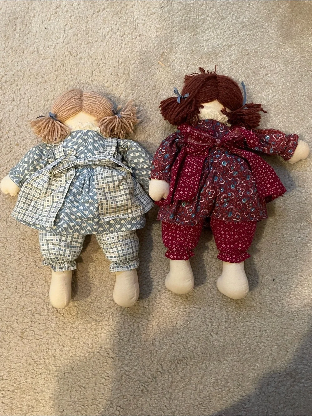Set of two vintage rag dolls